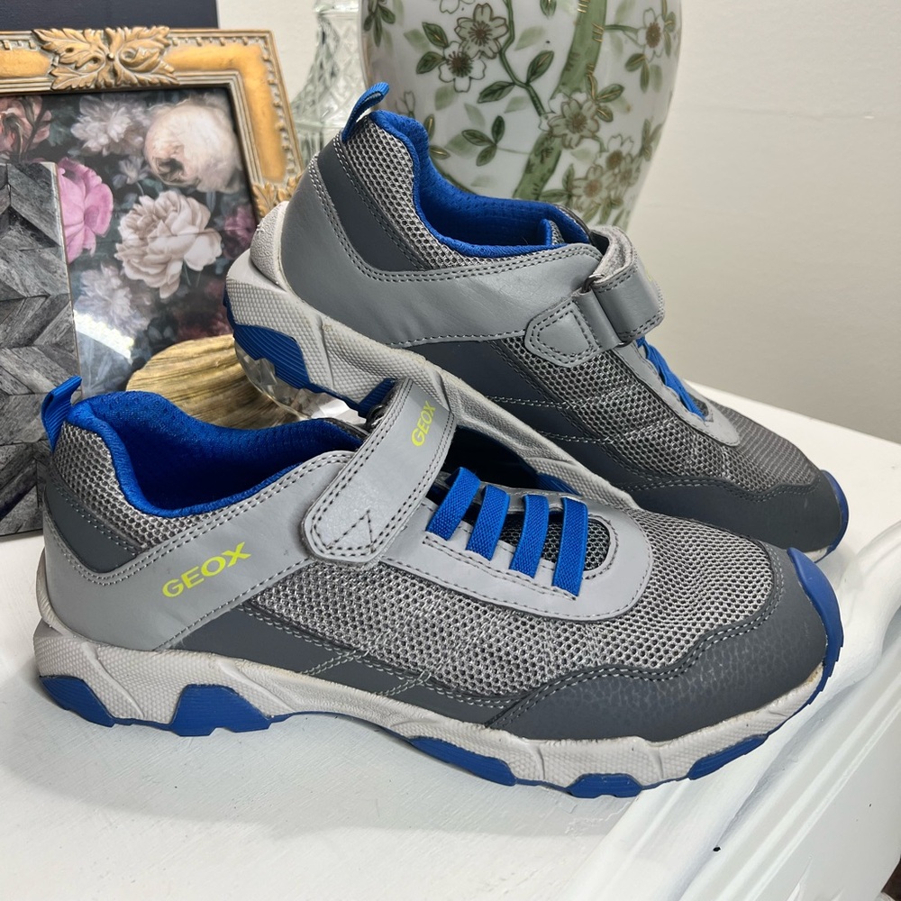 Geox Respira Grey Blue Breathable Comfort Sneakers